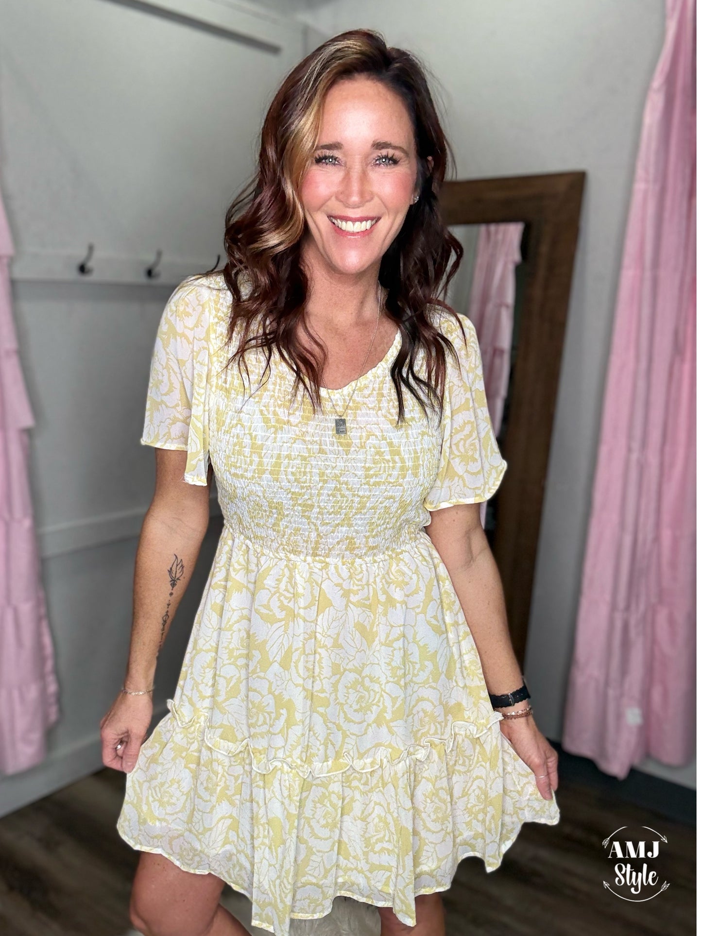 Lemon Floral Dress