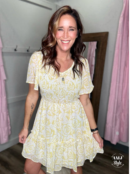 Lemon Floral Dress