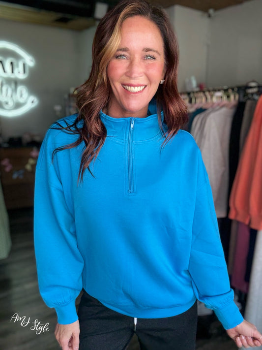 Pure Plush Half Zip - Deep Sky