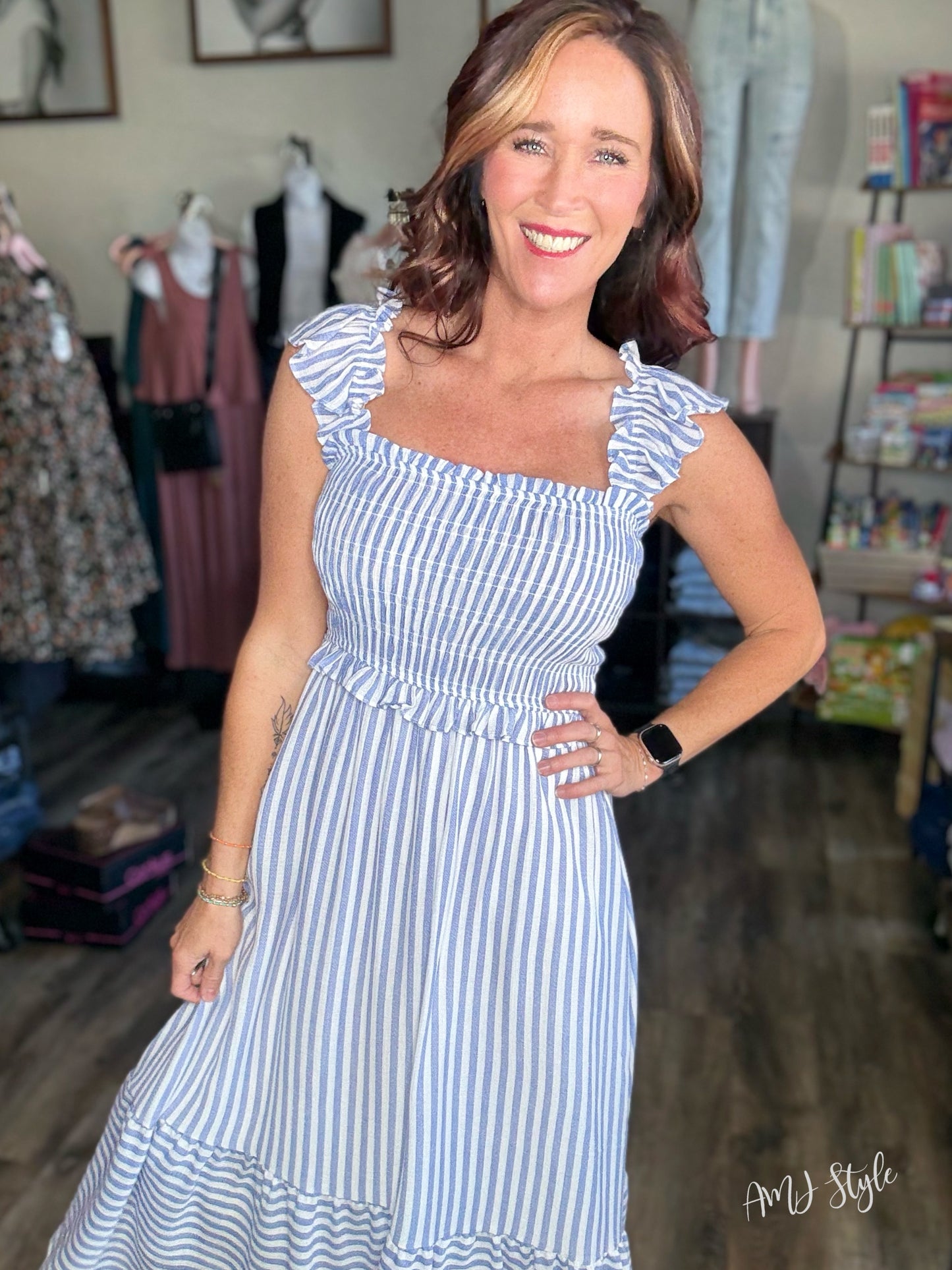 Breezy Stripe Midi Dress