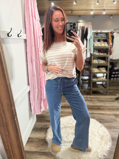 Metro Ease Denim Joggers - Blue