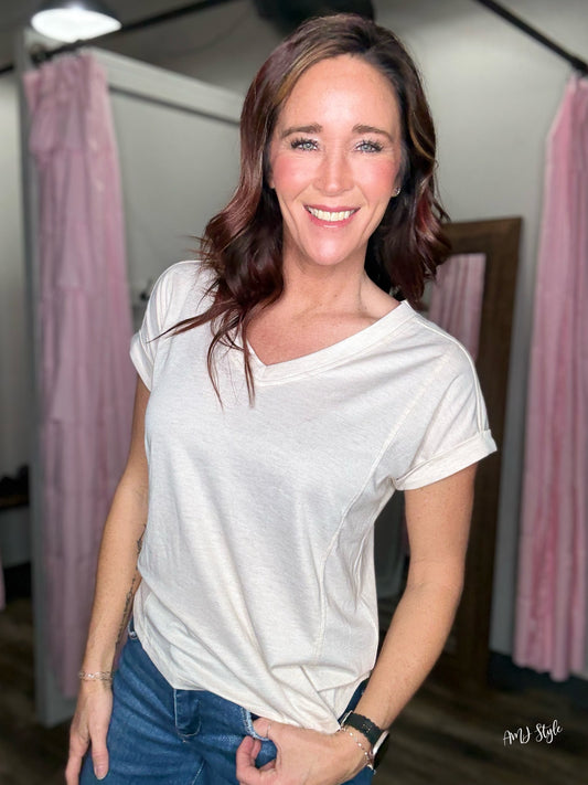 The Effortless V Neck - Oatmeal