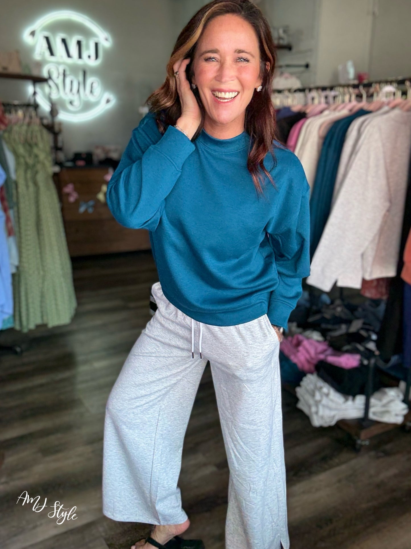 Pure Plush Drawstring Pants - Heather Grey