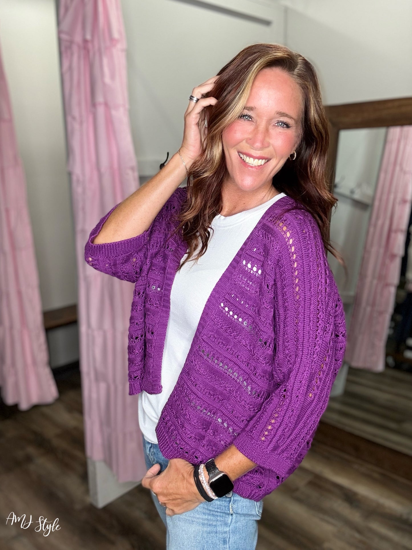 Moonlit Lavender Open Knit Cardi