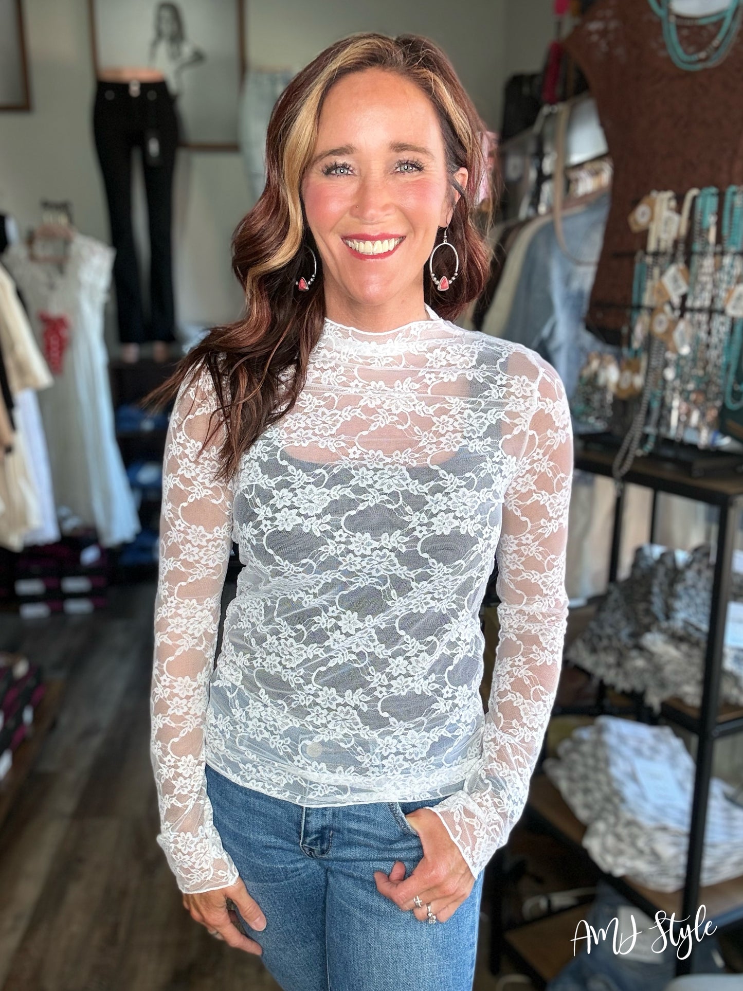 Floral Mesh Long Sleeve