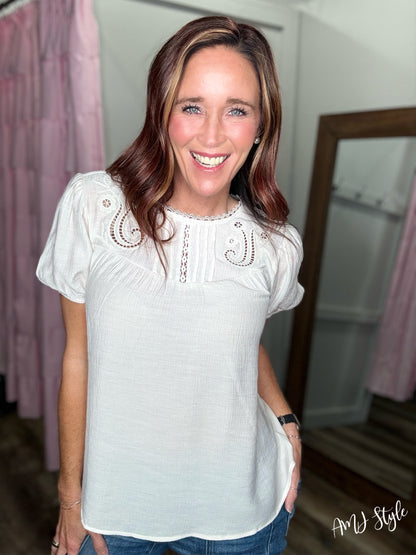 Eyelet Lace Top - Natural
