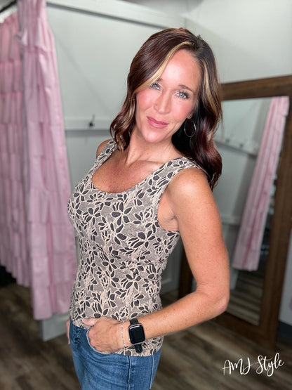 Petal Perfect Reversible Tank - Tea Milk