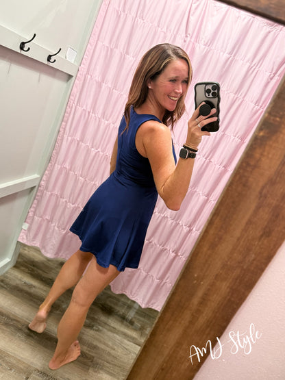 Court Side Romper - Navy