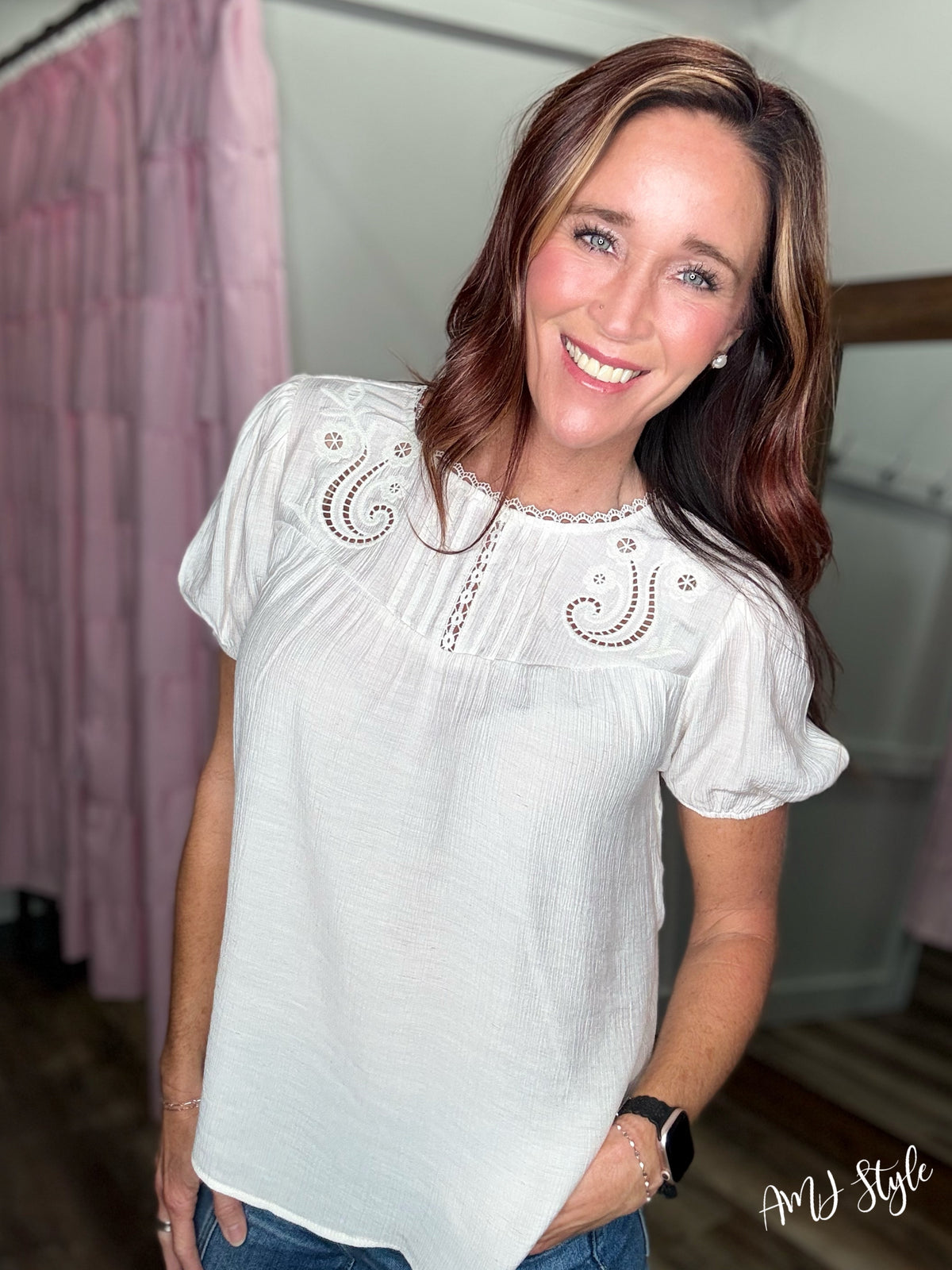 Eyelet Lace Top - Natural