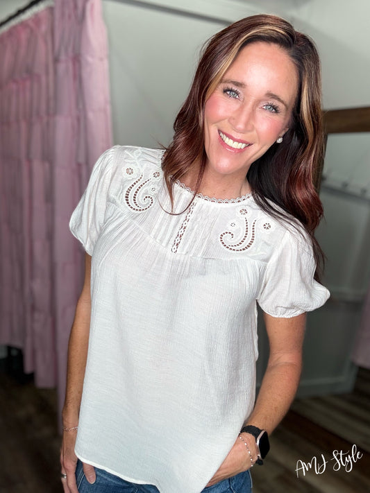 Eyelet Lace Top - Natural
