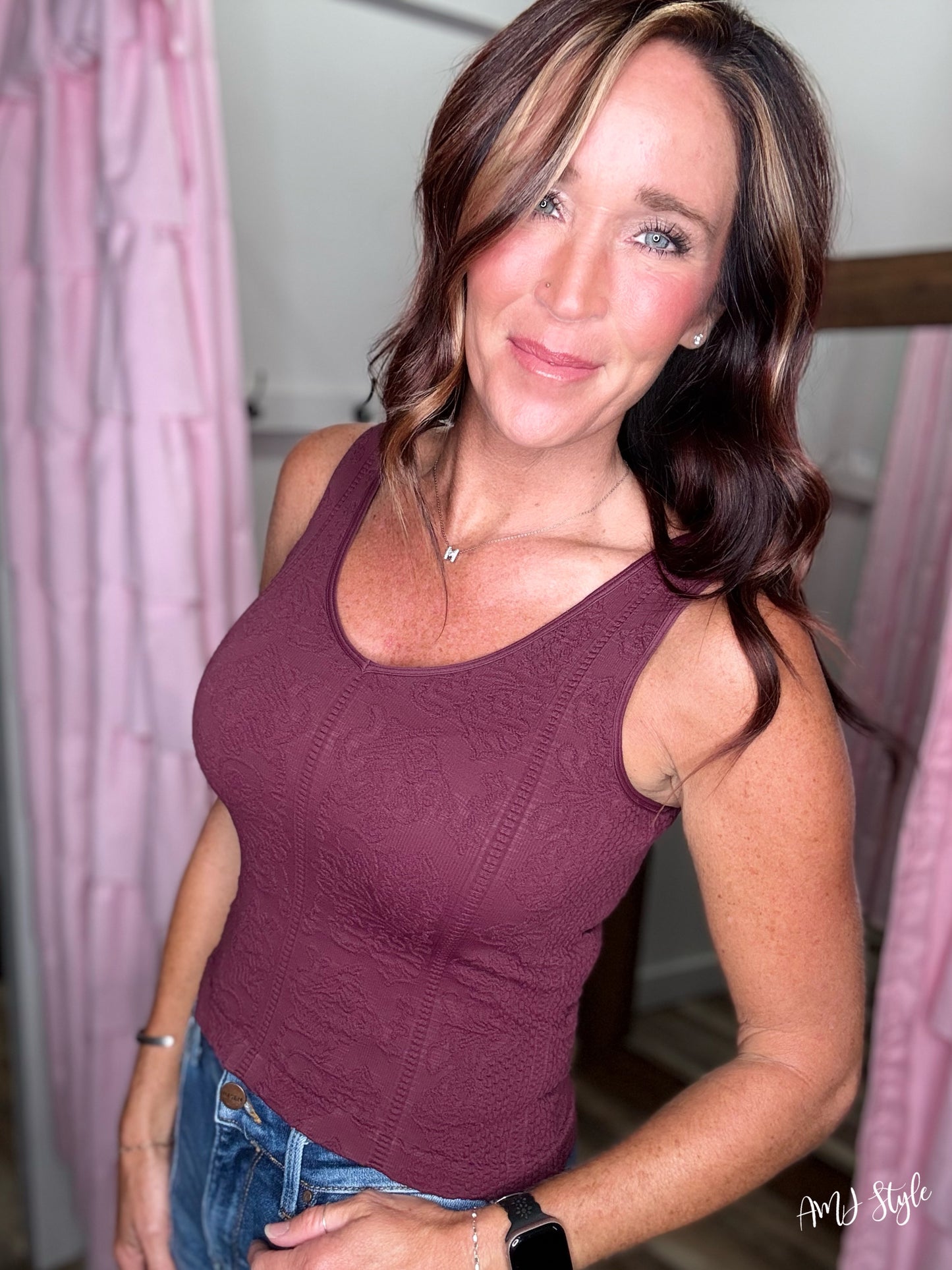 FlipSide Luxe Lace Tank - Fig