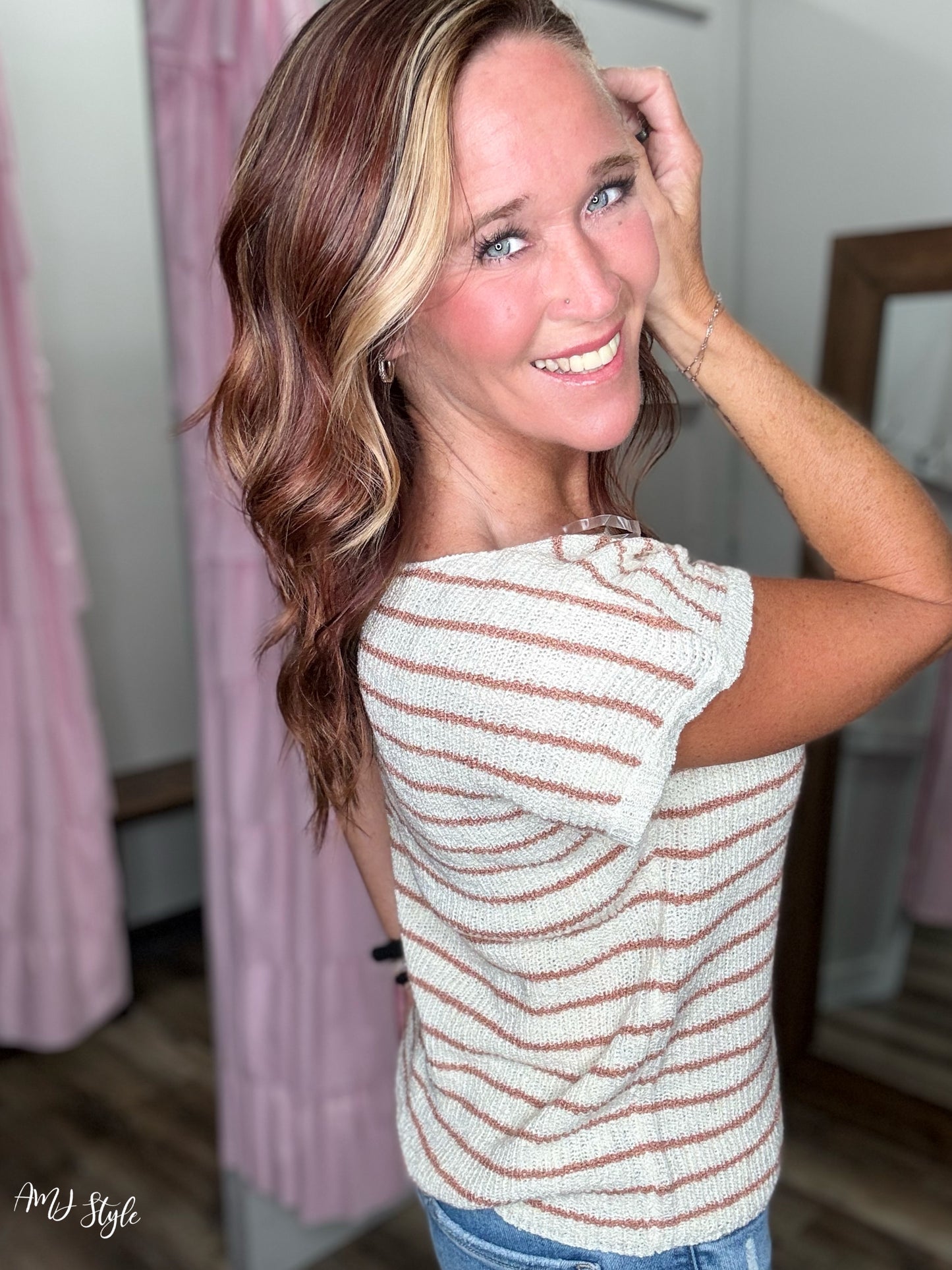 Cocoa Stripe Top