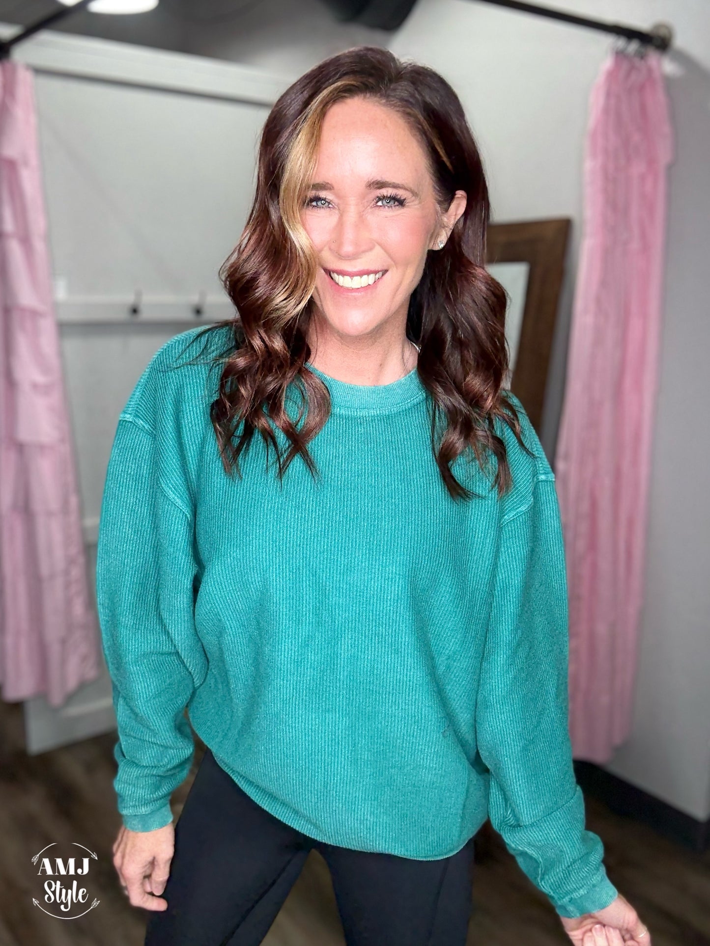 Luxe Corded Crew Sweatshirt - Alexandrite
