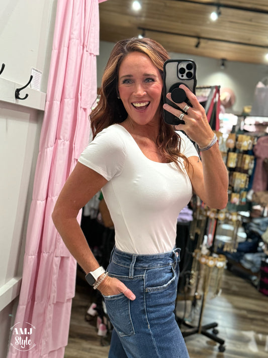 Be Basic Square Neck Bodysuit - Ivory