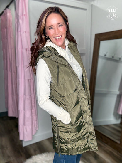 The Toasty Trek Vest - Olive