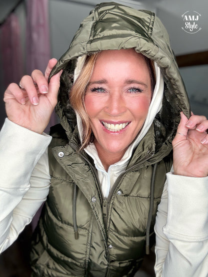 The Toasty Trek Vest - Olive