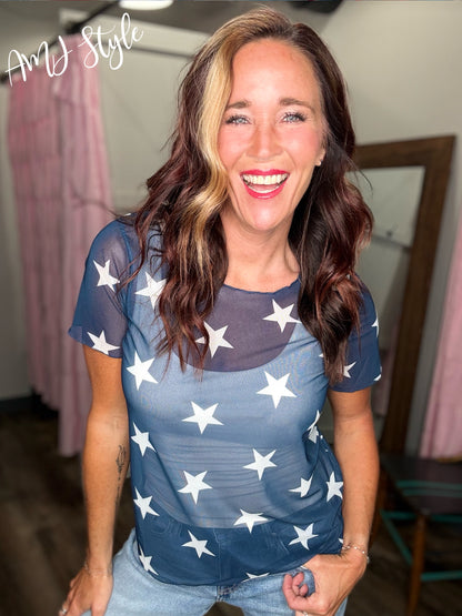 Victory Star Mesh Top