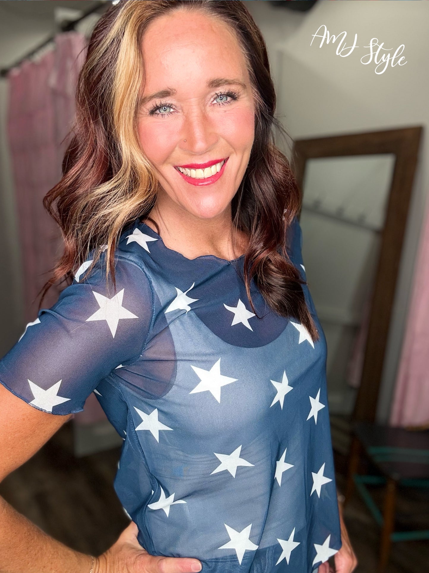Victory Star Mesh Top
