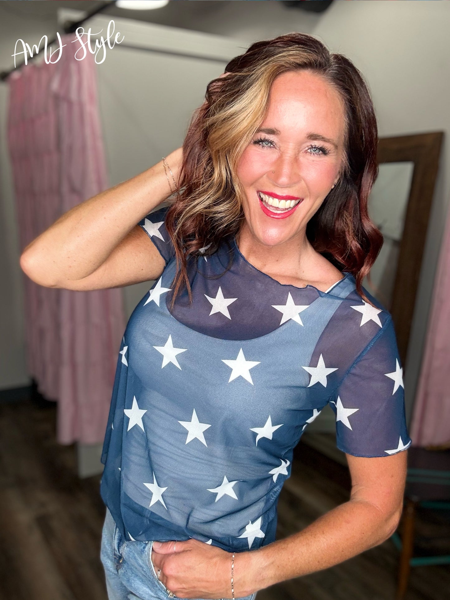 Victory Star Mesh Top