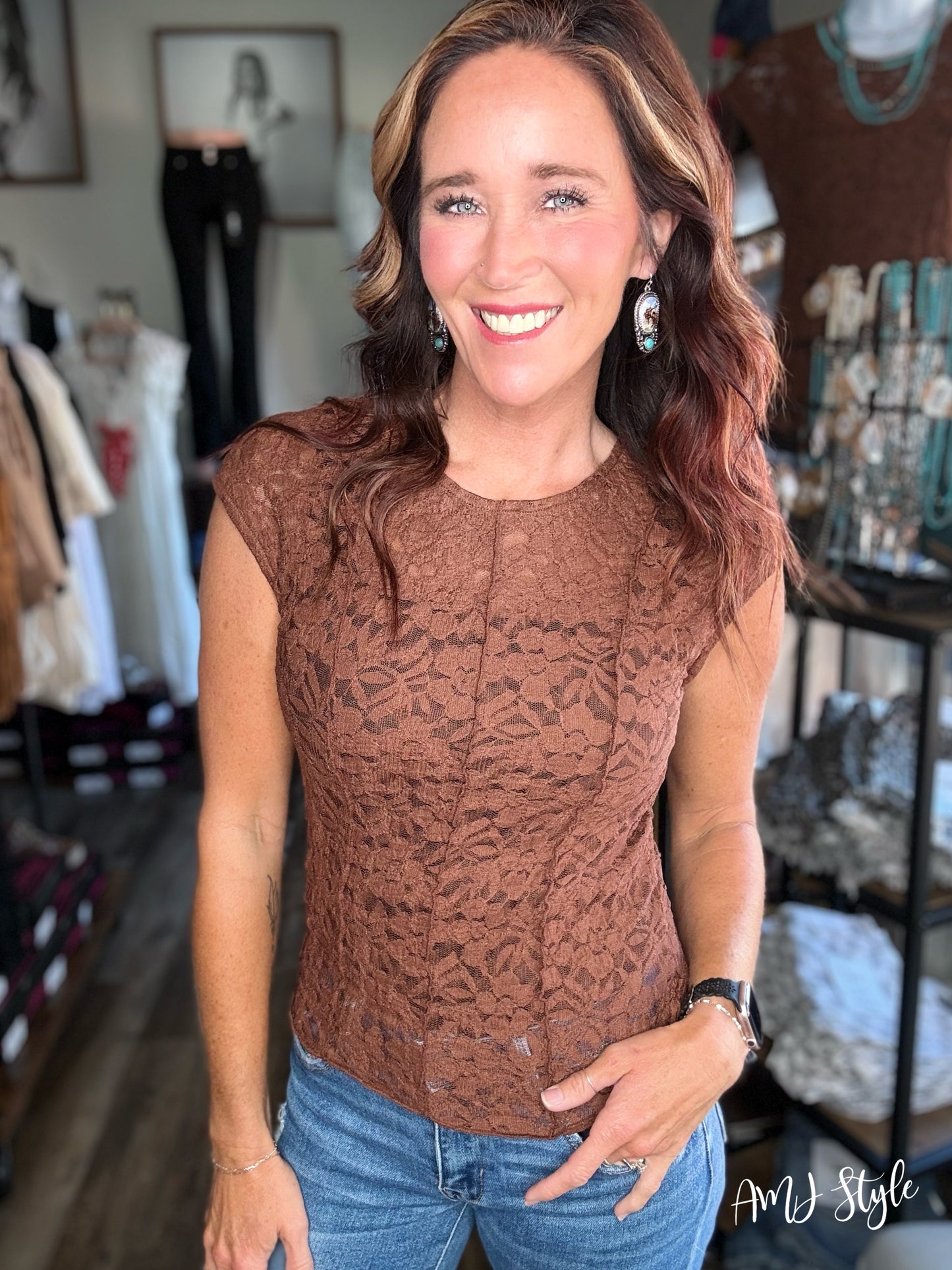 Brown Sugar Lace Top