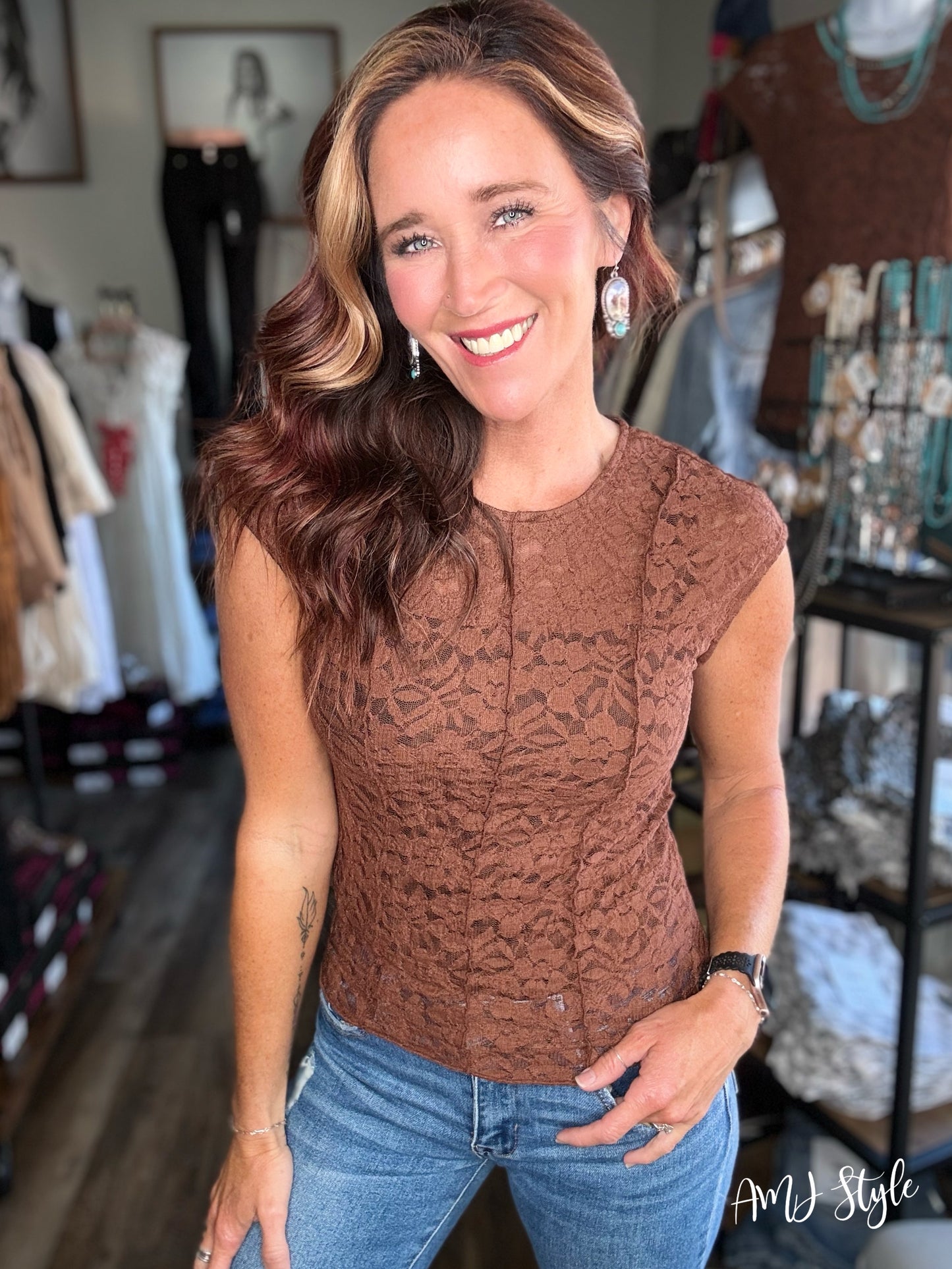 Brown Sugar Lace Top