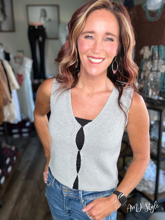 Honey Hook Sweater Vest - Grey