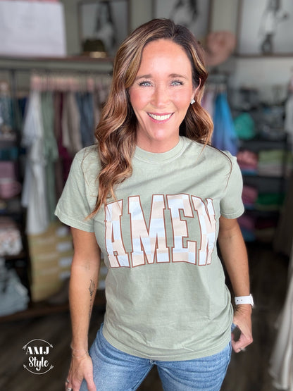 Checkered Amen Tee