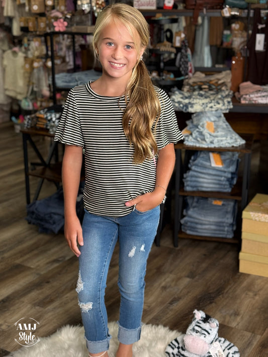 Bubble Sleeve Kiddo Top - Black