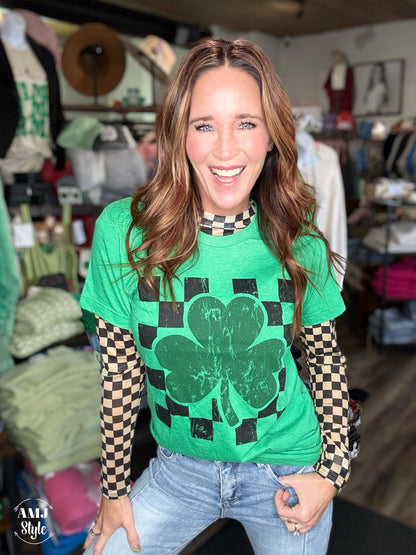 Checkered Shamrock Graphic Tee