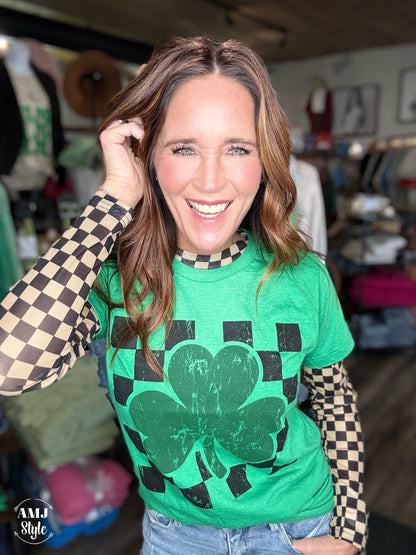 Checkered Shamrock Graphic Tee