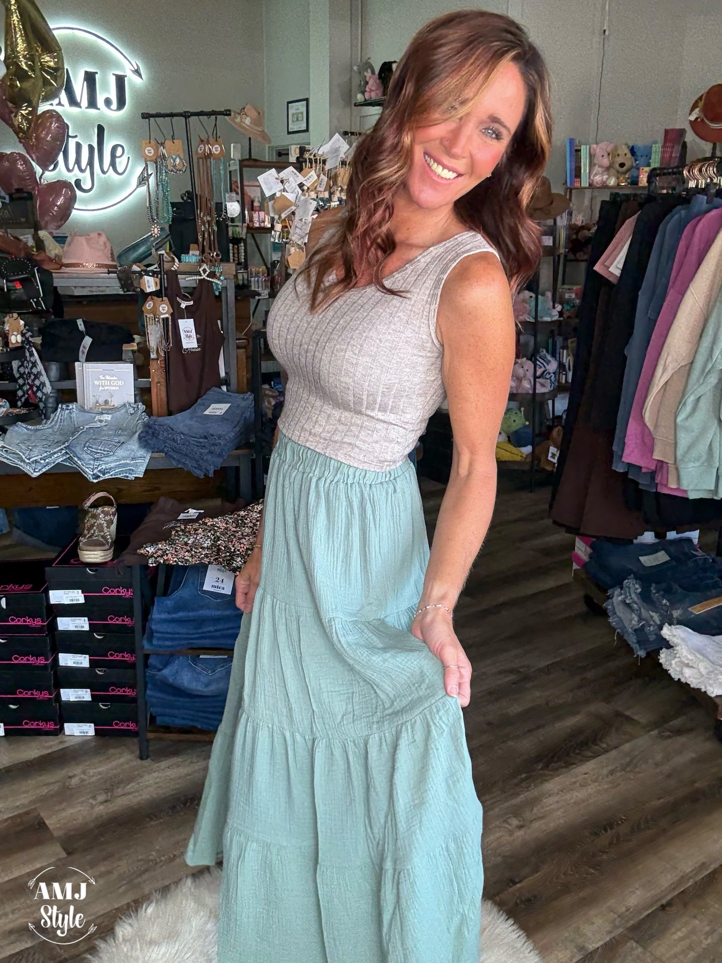 Sage Tiered Skirt