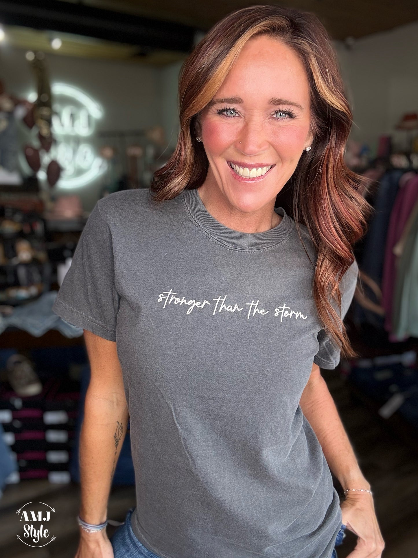 Stronger Than the Storm Tee - Embroidered
