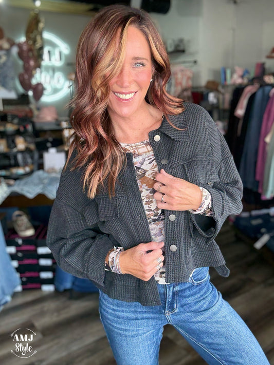 Midnight Waffle Knit Jacket