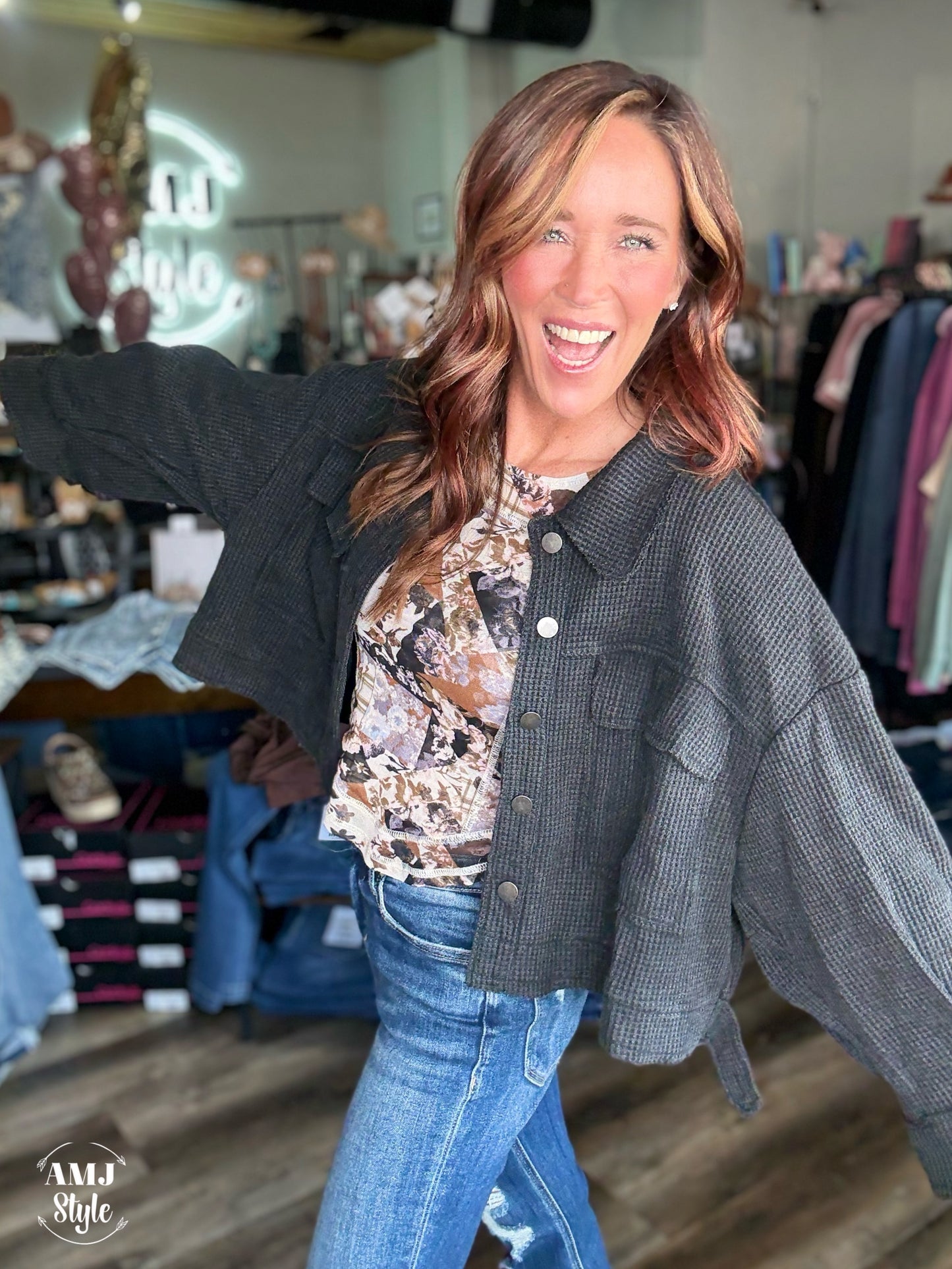 Midnight Waffle Knit Jacket