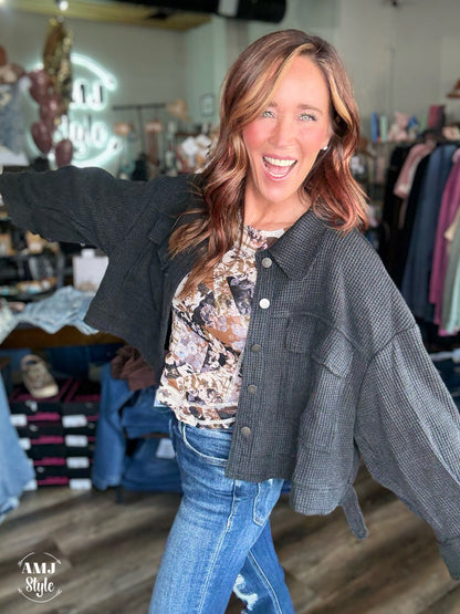 Midnight Waffle Knit Jacket