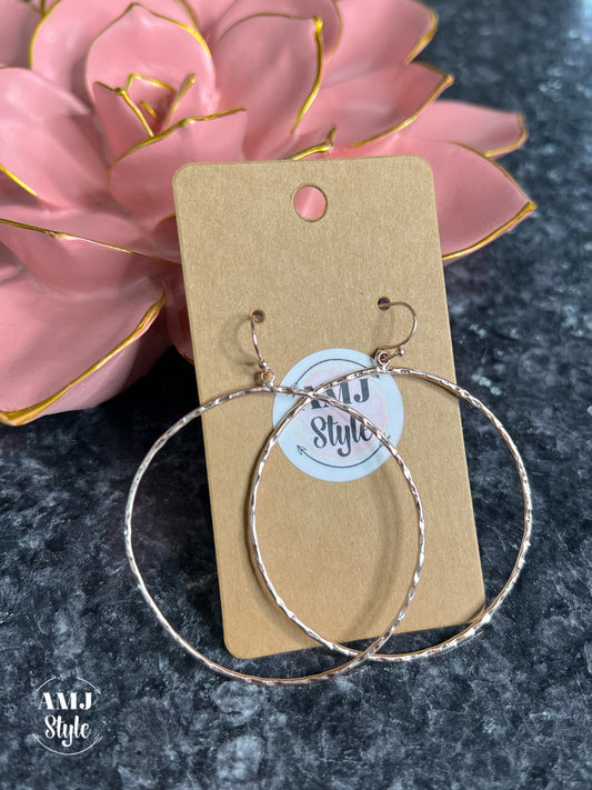 Rose Gold Hammered Circle Earrings