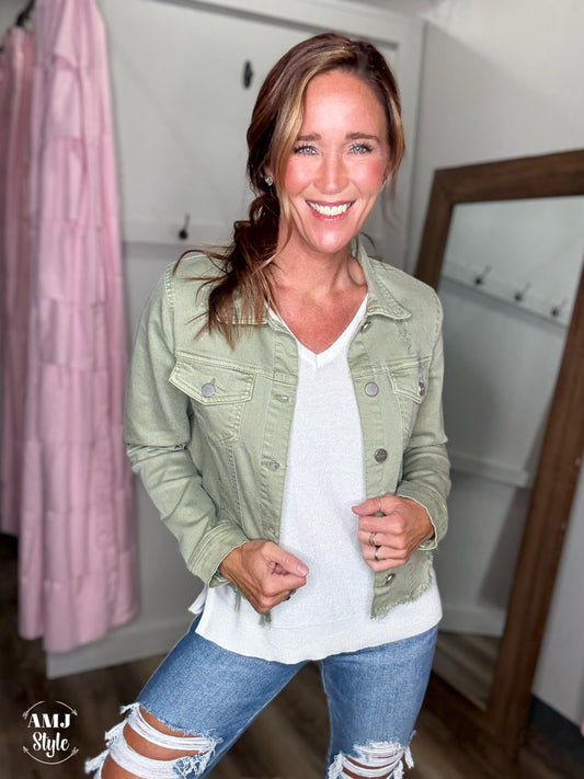 Cassidy Denim Jacket - Olive