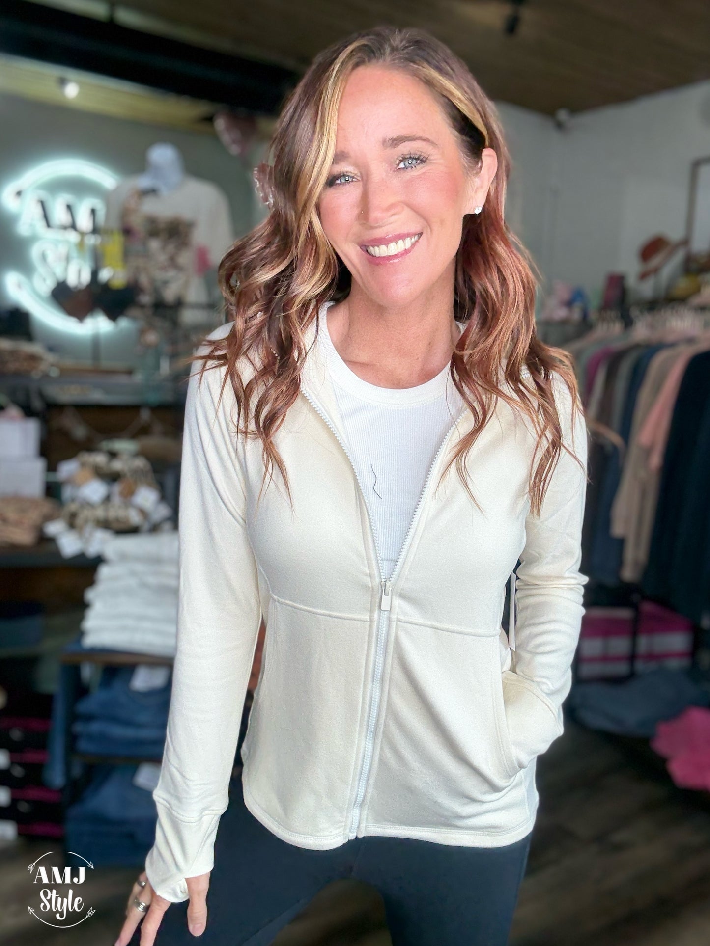 Boli Brushed Zip Hoodie - Ivory