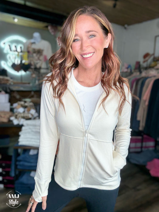 Boli Brushed Zip Hoodie - Ivory