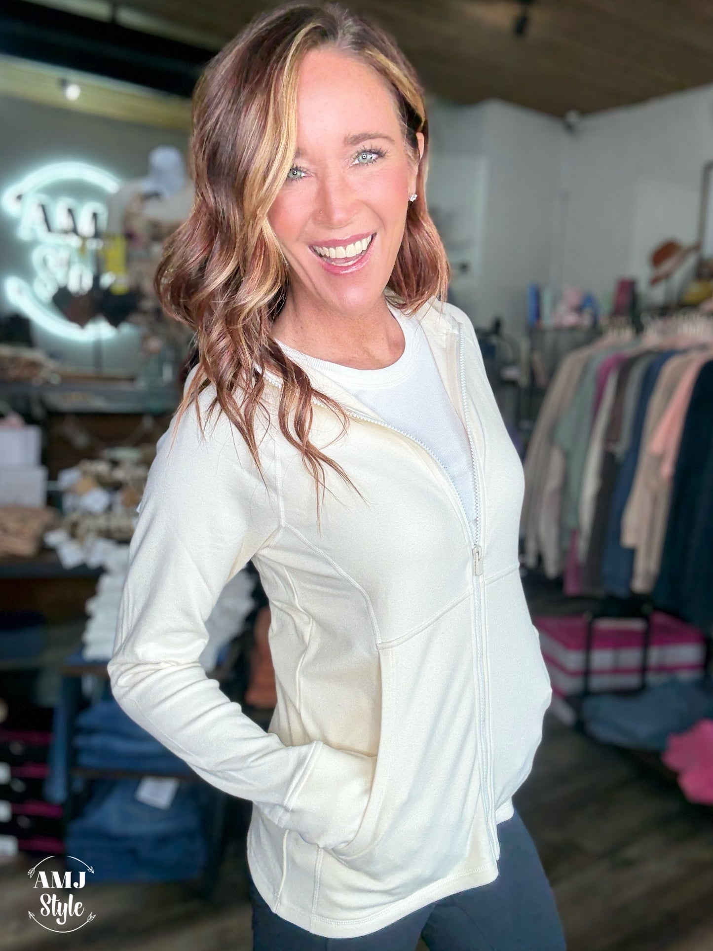 Boli Brushed Zip Hoodie - Ivory