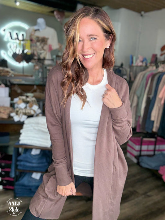 Tatum Hooded Cardi - Brown