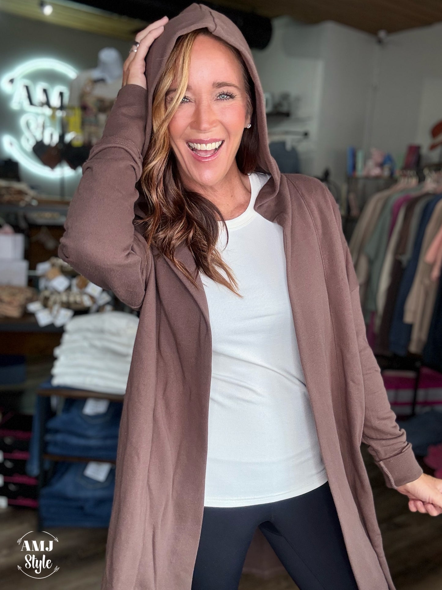 Tatum Hooded Cardi - Brown