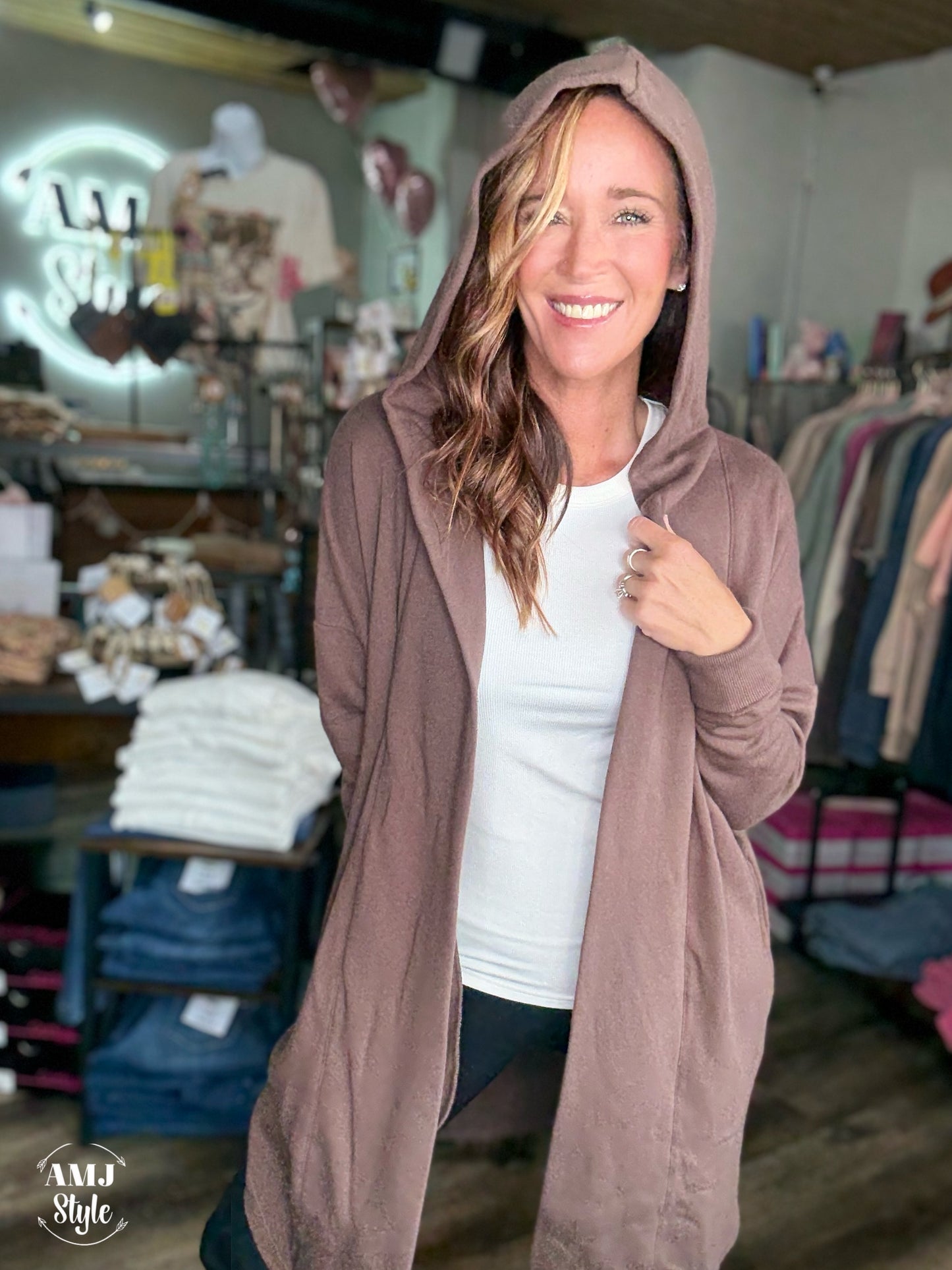 Tatum Hooded Cardi - Brown