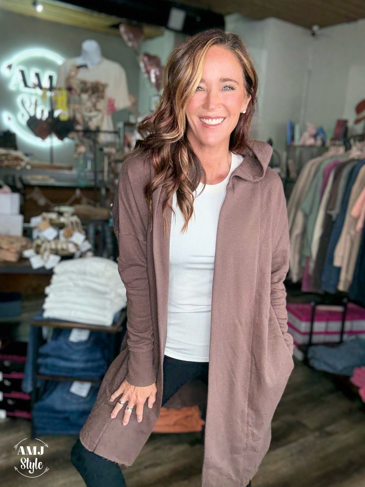 Tatum Hooded Cardi - Brown