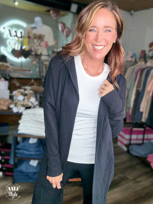 Tatum Hooded Cardi - Black