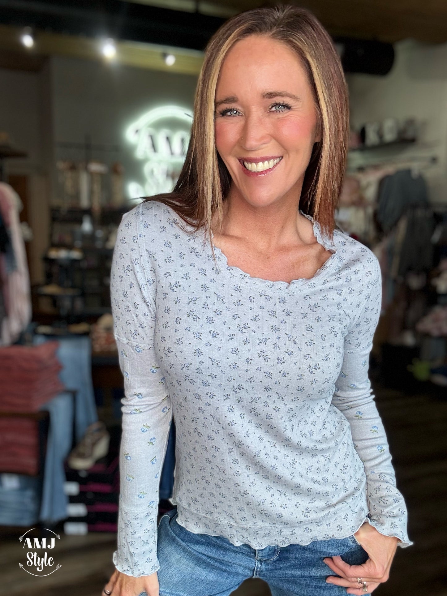 Meadow Muse Knit Top - Grey