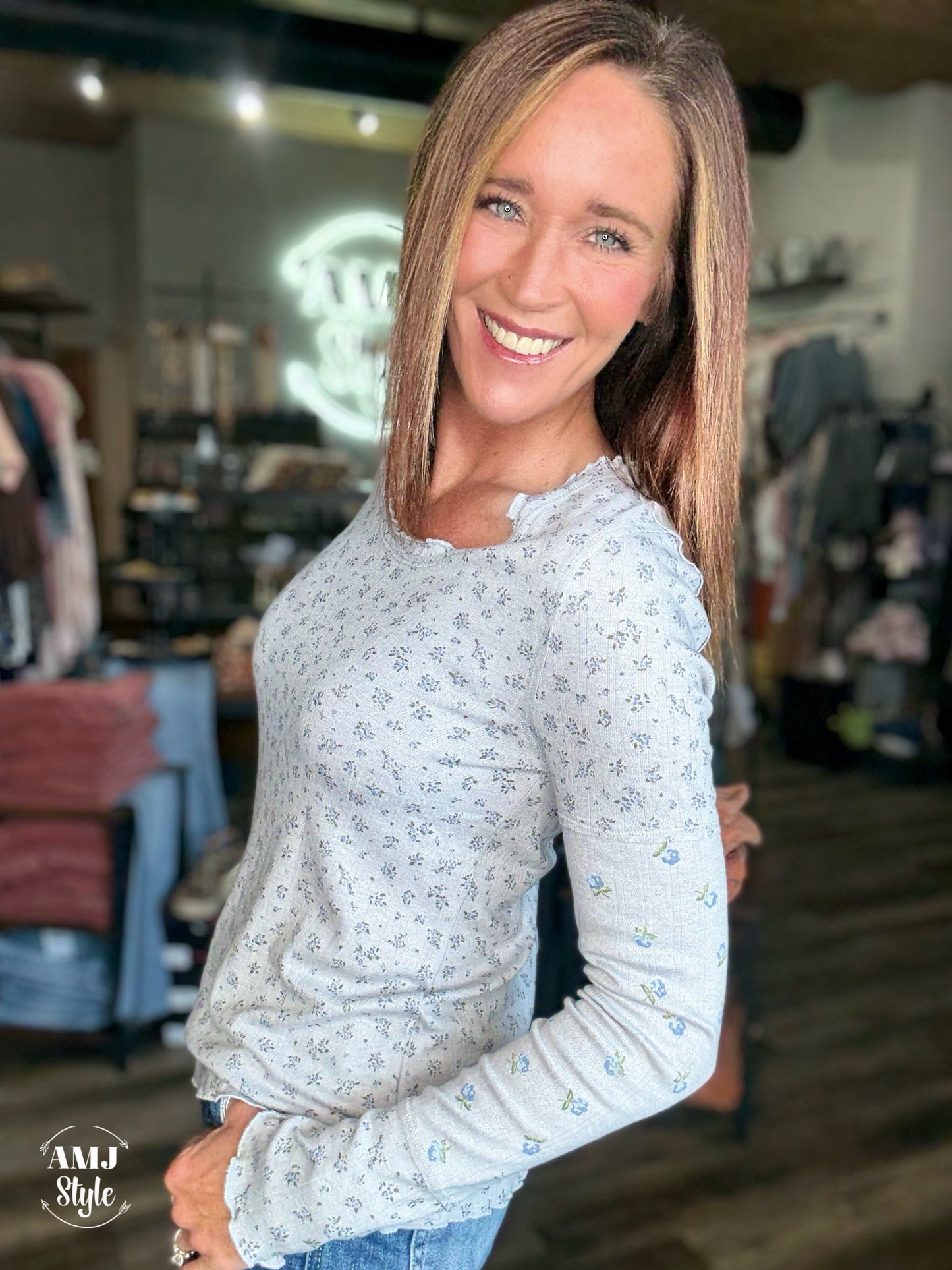 Meadow Muse Knit Top - Grey