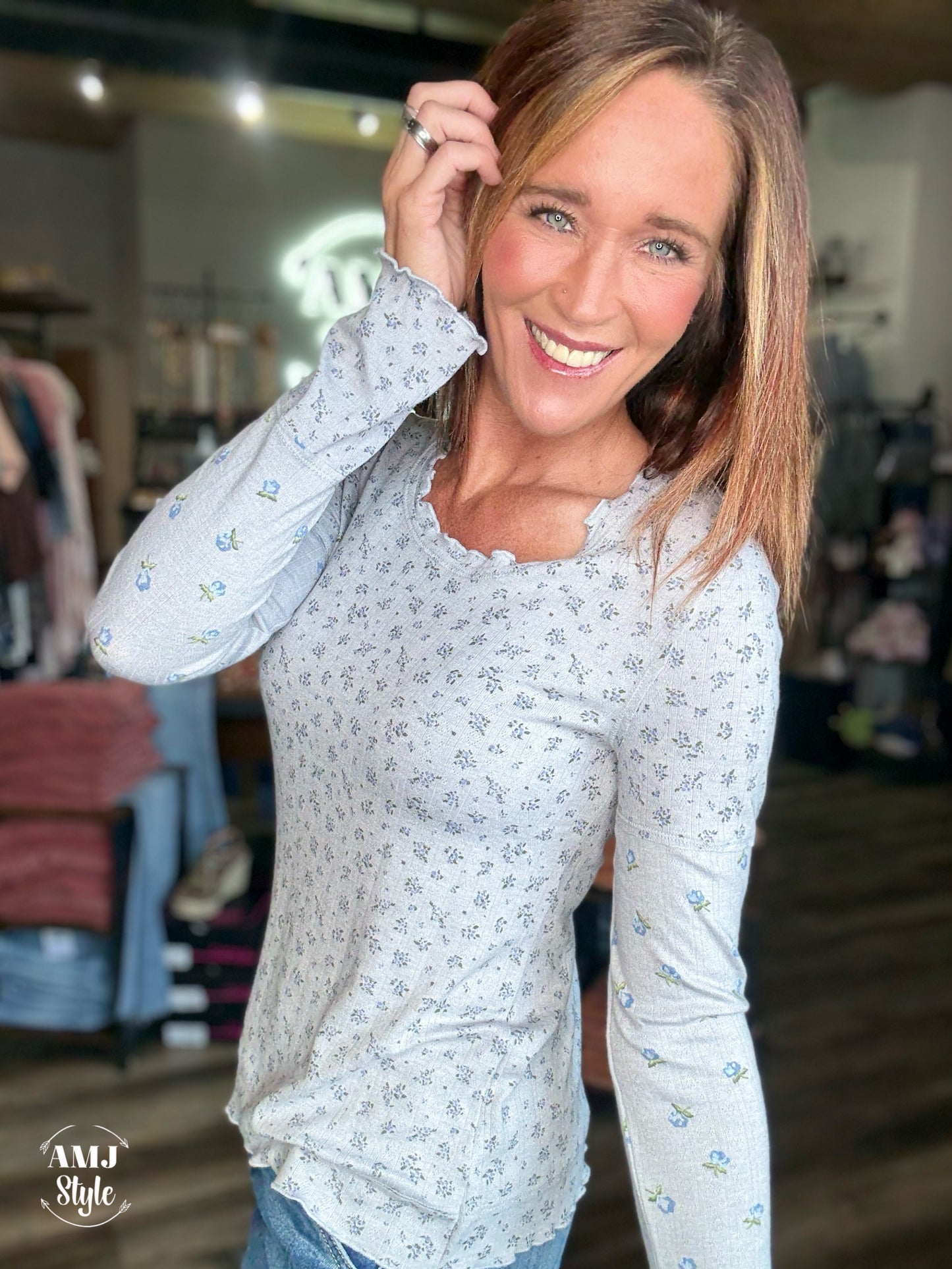 Meadow Muse Knit Top - Grey