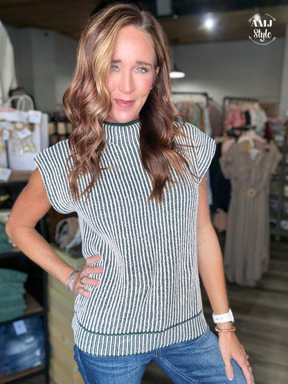Cozy Cap Sleeve Sweater  - Forest