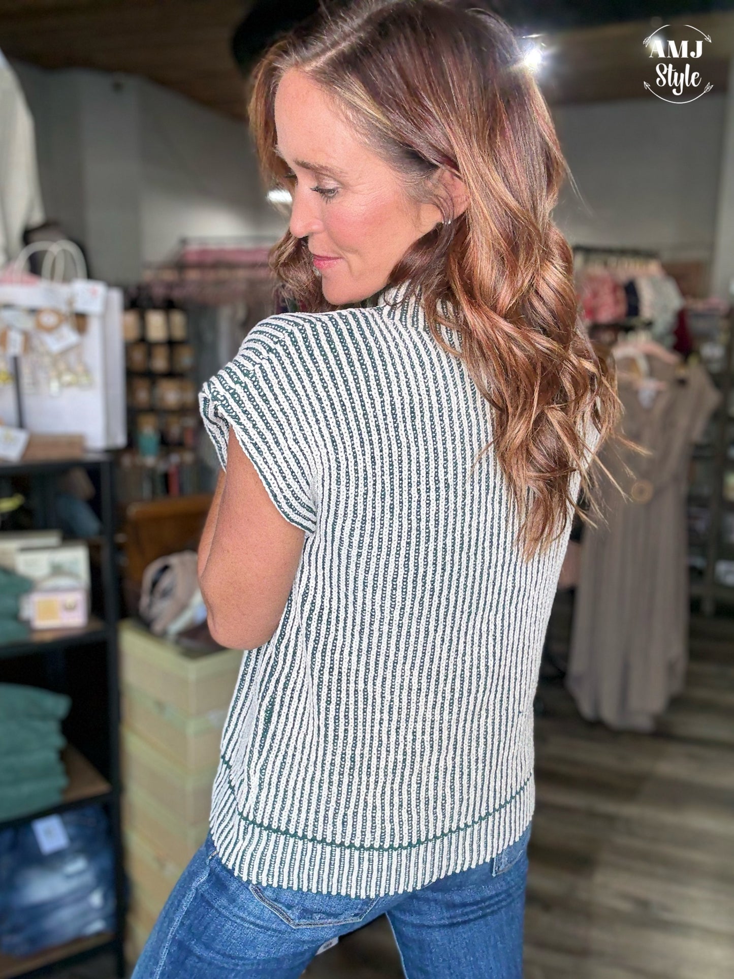Cozy Cap Sleeve Sweater  - Forest